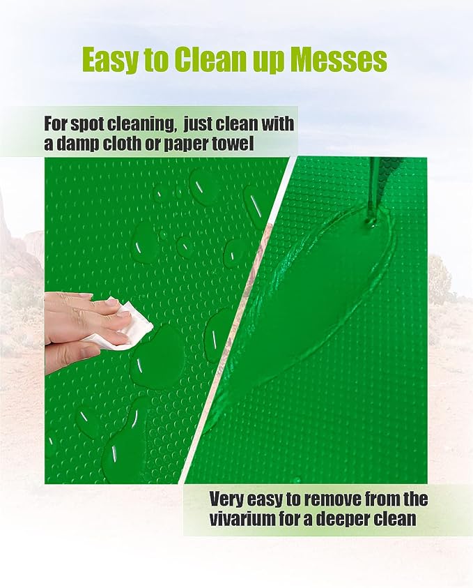 Bearded Dragon Tank Accessories, Reptile Substrate Floor, Leopard Gecko Tank Liner Mat for 40 Gallon, 20 Gallon, 50 Gallon,75 Gallon Lizard Tank, Green