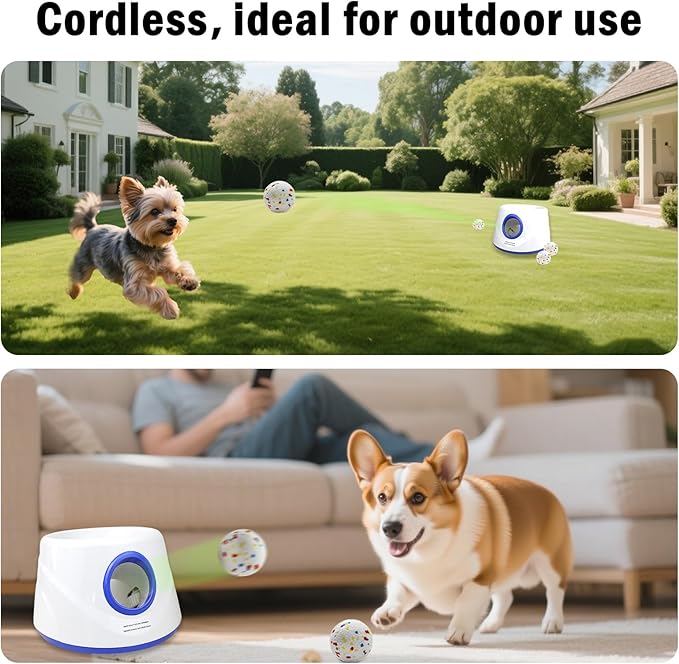 Automatic Ball Launcher, Hands‑free Dog Ball Thrower, Adjustable Distance Dog Fetch Machine (19-45FT), Suitable for Small and Medium-Sized Dogs. Indoor/Outdoor Dual-use launchers for Dog Parents.