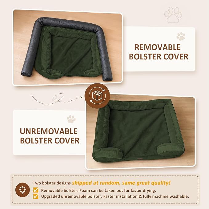Comfort Expression Orthopedic Dog Beds for Large Sized Dog with Bolster | Waterproof Dog Couch Bed with Washable Cover & Non-Slip Bottom, Supportive Egg Crate Foam Large Pet Bed, 36x27 Inch