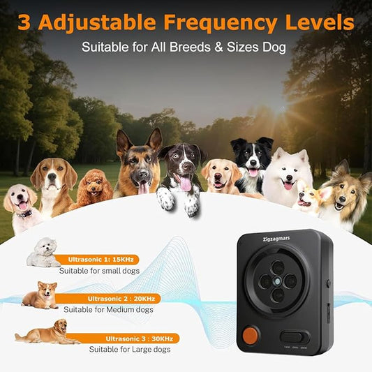 Anti Barking Devices, No Need App, Instant Use - 3 Modes Ultrasonic Dog Bark Deterrent Devices, Auto Barking Stopper Up to 33ft Range, Waterproof Bark Control Device for L/M/S Dogs, Indoor Outdoor