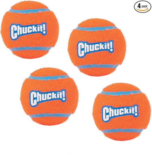 Chuckit! Dog Tennis Ball Dog Toy, Medium (2.5 Inch Diameter) for dogs 20-60 lbs, Pack of 4