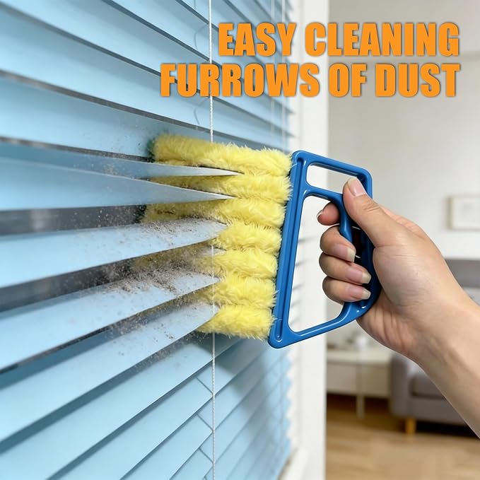 2PCS Blind Cleaner Duster Tool, Car Cleaning Brush, Washable 7 Fingers Duster Brush Dusting Cleaner Tool, Handheld Mini Duster Brush Universal for Window Shutters Air Conditioner Wood Blind