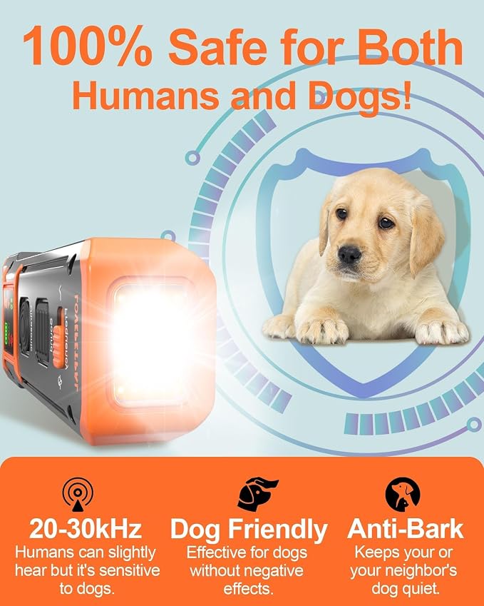 Barking Dog Deterrent Device, 2X Ultrasonic 20 FT Range of Behavior Correct | 3 Training Modes (LED Flashlight , Audible beep mode) , 90-Day battery life , Pet gentle training for indoor and outdoor