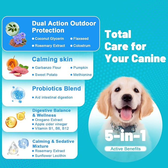 Dog Flea Treatment Chewable, Oral Flea Prevention for Dogs Chewable-Hip and Joint Support-Allergy and Immune Support for All Breeds and Sizes(Chicken Flavor, 150 Chews)