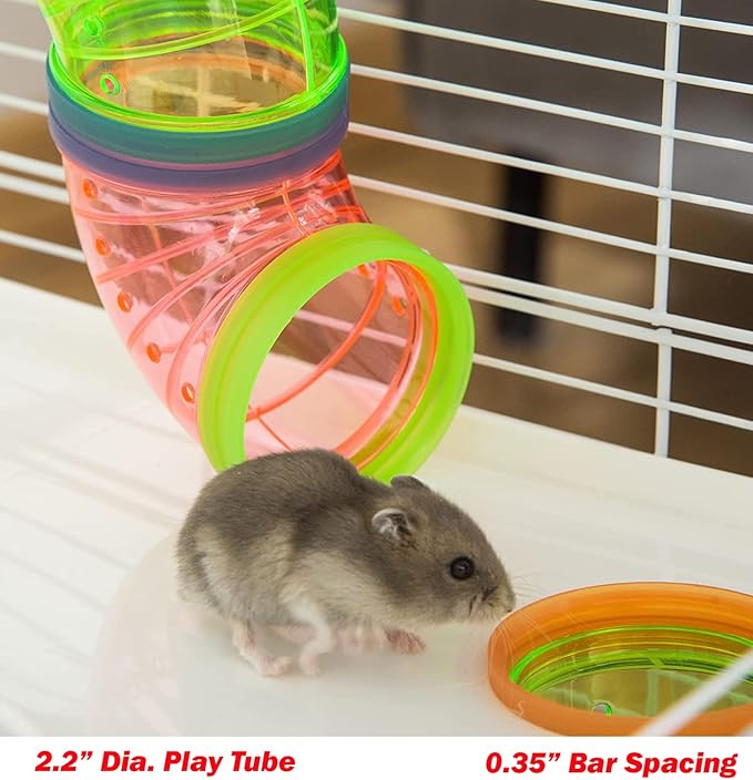 Large Deluxe 3-Tiers Hamster Gerbil Mouse Mice Habitat House Critters Cage with Complete Set of Accessories Expandable and Customizable