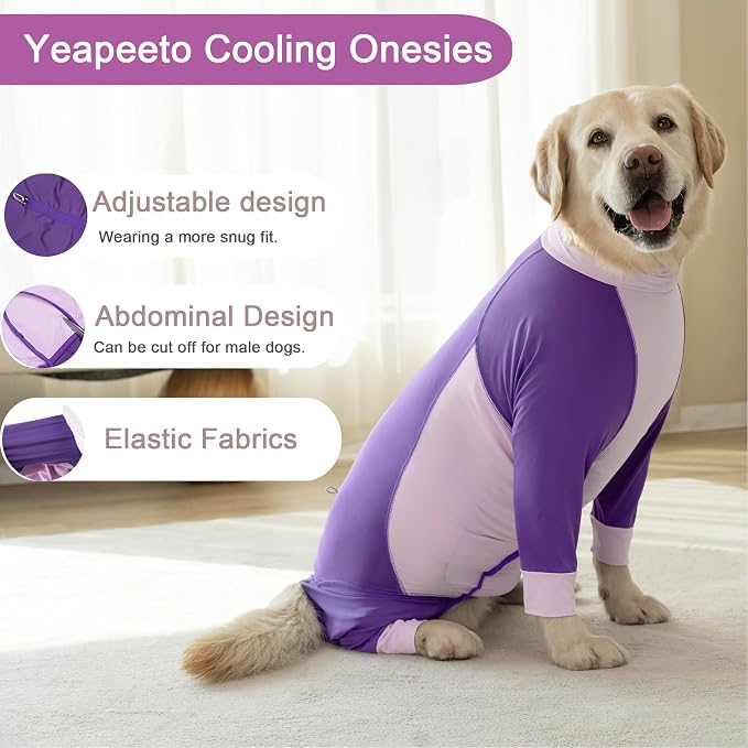 Dog Sun Protection Cooling Suit UPF 50+, Quick-Dry Breathable Jumpsuit for Large & Medium Dogs, Outdoor Dirt-Resistant Shedding Control Pet Apparel (Berry Purple, 6X-Large)