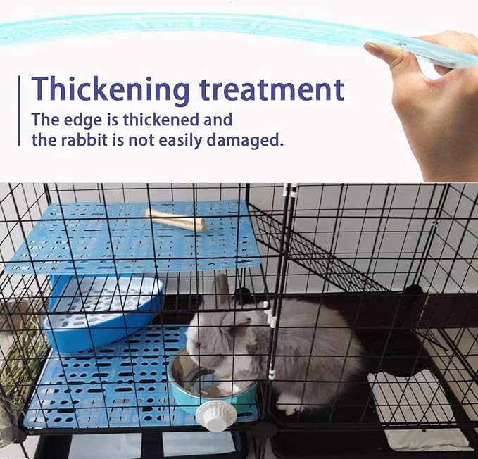Hamiledyi 4 Piece Rabbit Feet Pad 13.4×9.8x0.4'' Hole Leak Water Design for Plastic Bunny Feet Pad Playpen Feet Mats Plastic Rabbit Cage Mat for Guinea Pig Hamster Chinchilla Ferret