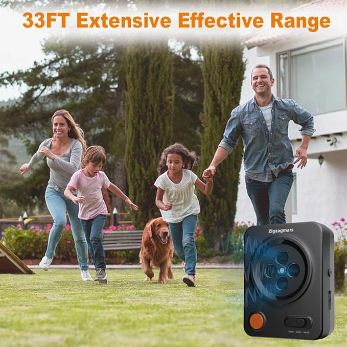 Anti Barking Devices, No Need App, Instant Use - 3 Modes Ultrasonic Dog Bark Deterrent Devices, Auto Barking Stopper Up to 33ft Range, Waterproof Bark Control Device for L/M/S Dogs, Indoor Outdoor
