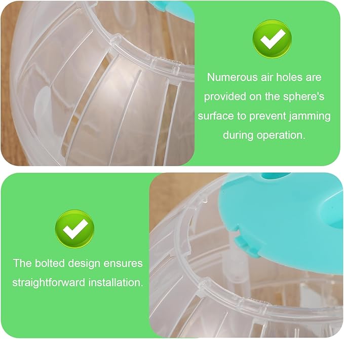 5.7 Inch Hamster Ball, Clear Hamster Exercise Ball, Running Wheel, Breathable, Large Space, Easy to Clean, Cage Accessories, Small Animal Exercise Toys for Small and Medium Dwarf Hamsters