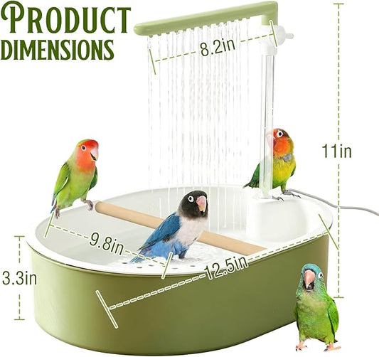 Parrot Bathtub Bird Automatic Bath Shower,Large Bird Shower Fountain Indoor Bathtub with Running Water, Contains USB and Pump,for Pet Birds, African Grey, Cockatiel, Conure, Budgie, Lovebird(Beige)
