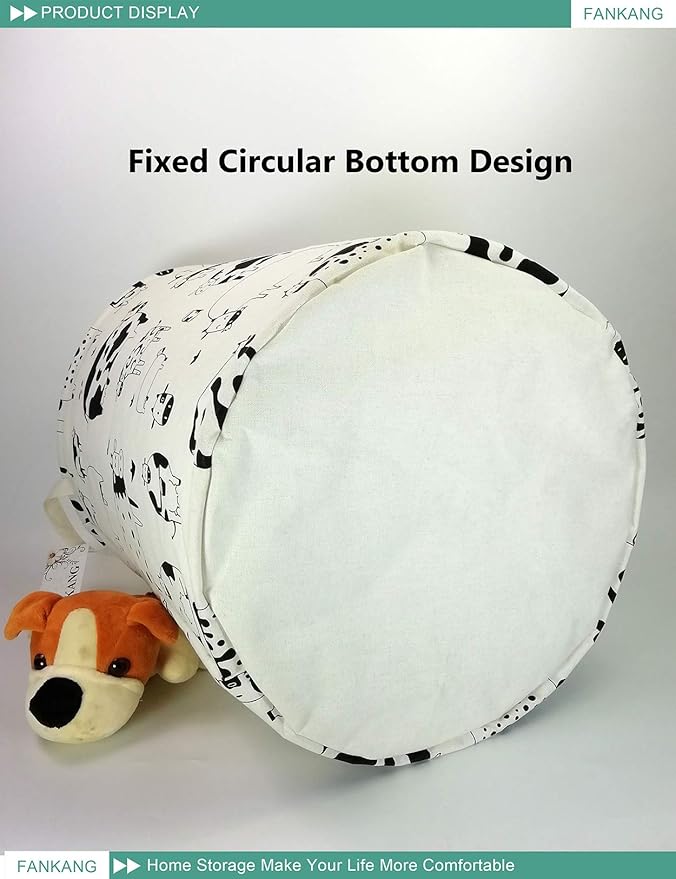 Storage Basket, Nursery Hamper Canvas Laundry Basket Foldable with Waterproof PE Coating Large Storage Baskets for Kids Boys and Girls, Office, Bedroom, Clothes,Toys（Cows）