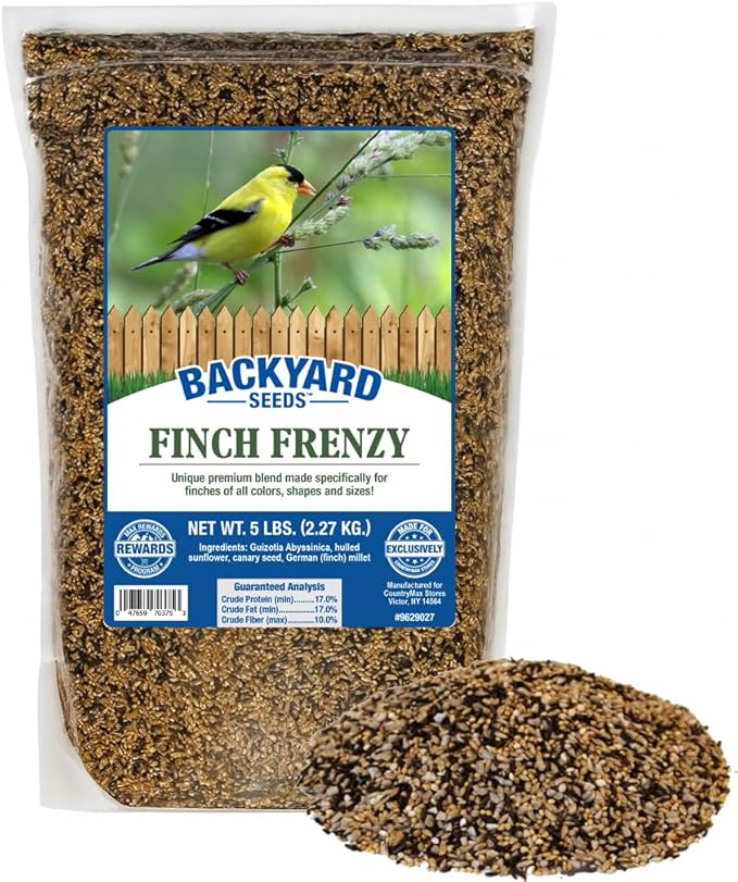 Backyard Seeds Finch & Small Songbird Frenzy 5lbs - Premium Nyjer Thistle Seed Blend for Finch Feeders, Small Bag of Wild Bird Food