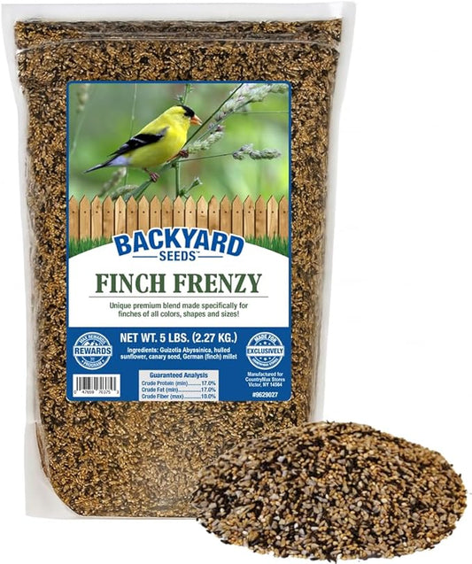 Backyard Seeds Finch & Small Songbird Frenzy 5lbs - Premium Nyjer Thistle Seed Blend for Finch Feeders, Small Bag of Wild Bird Food
