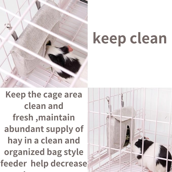 Rabbit Hay Feeder,Hanging Guinea Pig Hay Feeder Storage,Hay Bag for Chinchilla Hamsters Rabbit Guinea Pig Small Animals (3PC, Blue)