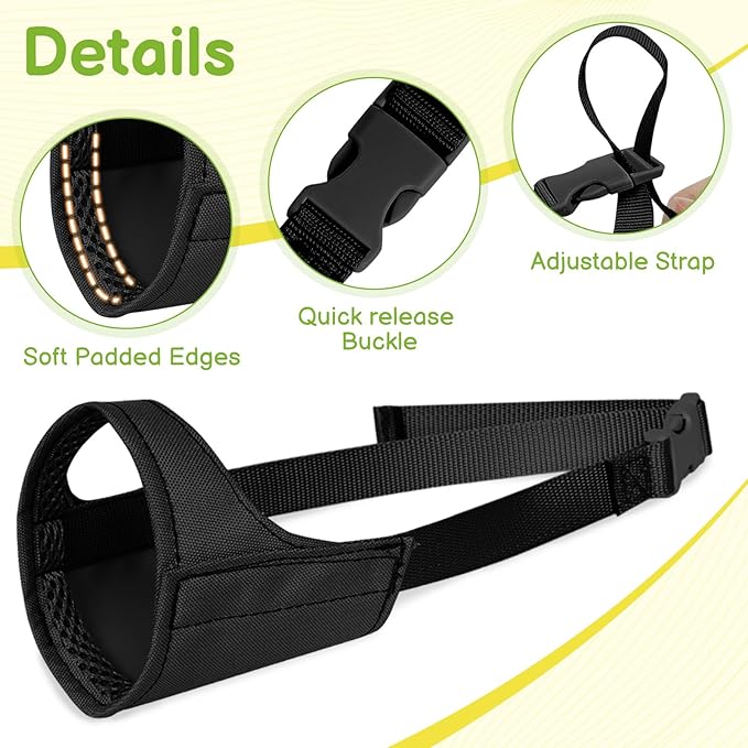 Mayerzon Short Snout Dog Muzzle for Small Medium Dogs, Soft & Sturdy Fabric, Anti Excessive Biting Chewing, Suits Chihuahua Shih Tzu Maltese for Grooming Vet Visits Walk, Allows Drinking(Black, XS)