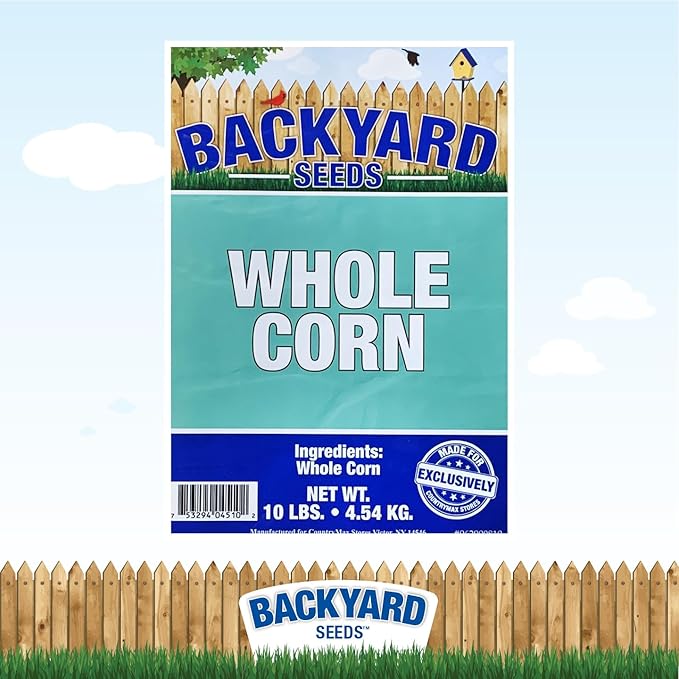 CountryMax Backyard Seeds Whole Corn 10 lbs - High-Energy Animal Feed for Chickens, Squirrels, Deer & Wild Birds, Ground Feeding, High Protein