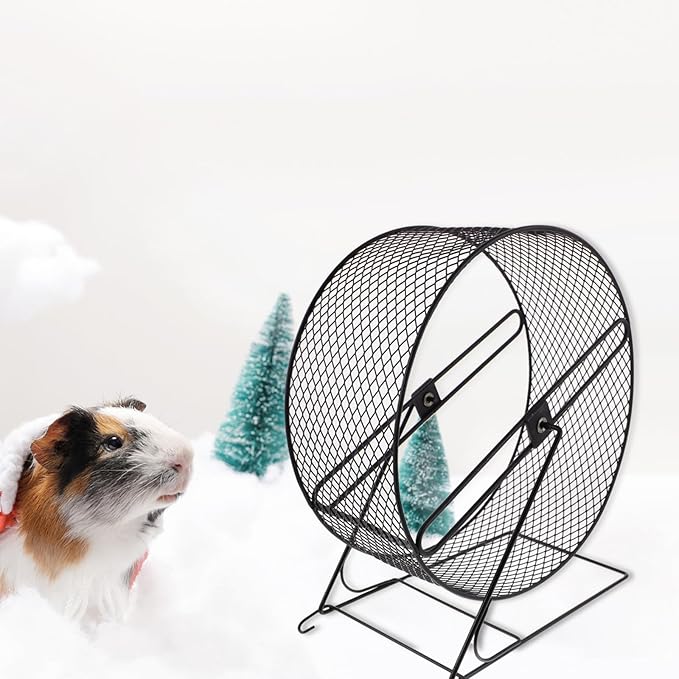 POPETPOP Silent Hamster Running Wheel with Rack - Quiet Exercise Toy for Small Pets Including Hedgehogs Squirrels and Guinea Pigs - 11.02X10.23X5.90In Durable Plastic