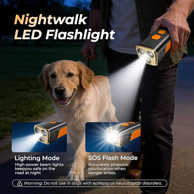 Ultrasonic Dog Bark Deterrent Devices 3X Anti Barking Device for Dogs,Humane Dog Training Tools with LED Flashlight & Beep,Rechargeable Bark Control for Indoor Outdoor Safe & Effective Trainer