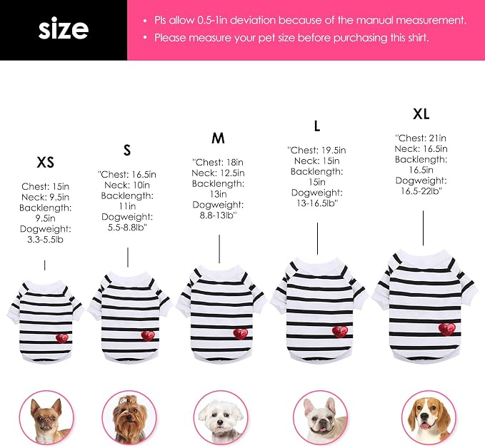 Pet Dog Striped T-Shirt Dogs Cats Cotton Vest Spring Summer Pet Apparel Tee Shirt Suitable for Small and Medium Large Pets French Bulldog Bichon