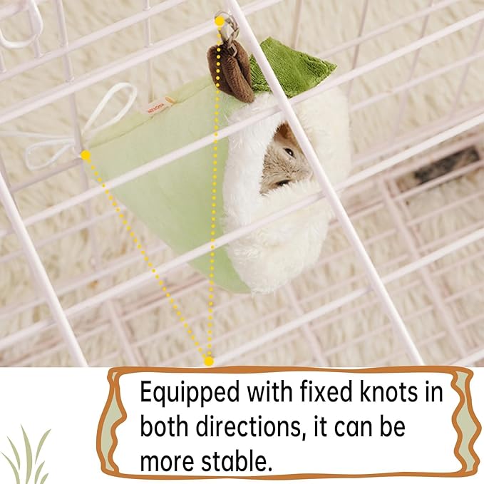 Pear-Shaped Hamster Pouch Bed - Plush Sugar Glider Hideout, Small Pet Habitat Decoration Cozy Cage Accessories for Mice, Gerbil, Golden Bear, Degu
