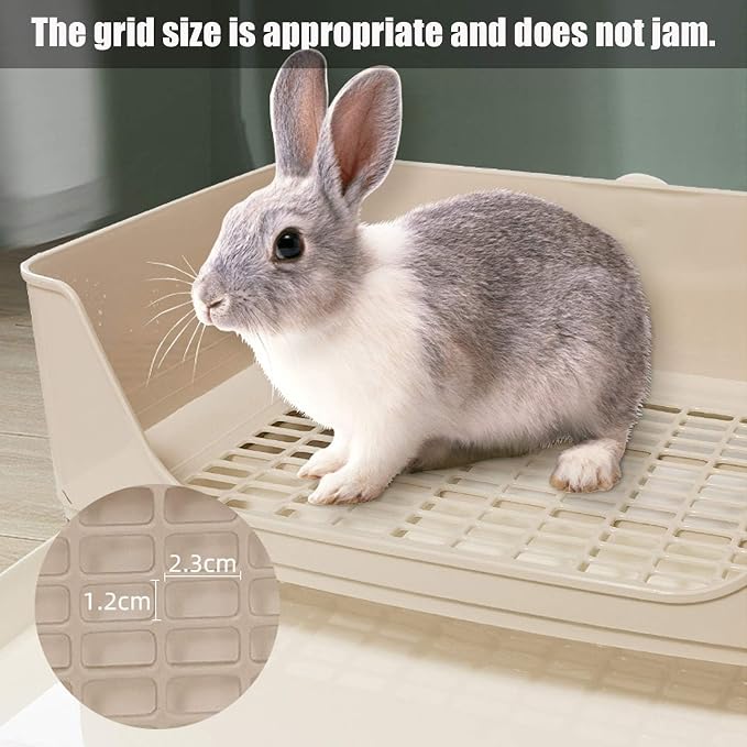 kathson Large Rabbit Litter Box Trainer, Potty Corner Toilet with Drawer Bigger Pet Pan for Adult Hamster, Guinea Pig, Ferret, Galesaur, Bunny and Other Animals (Brown)