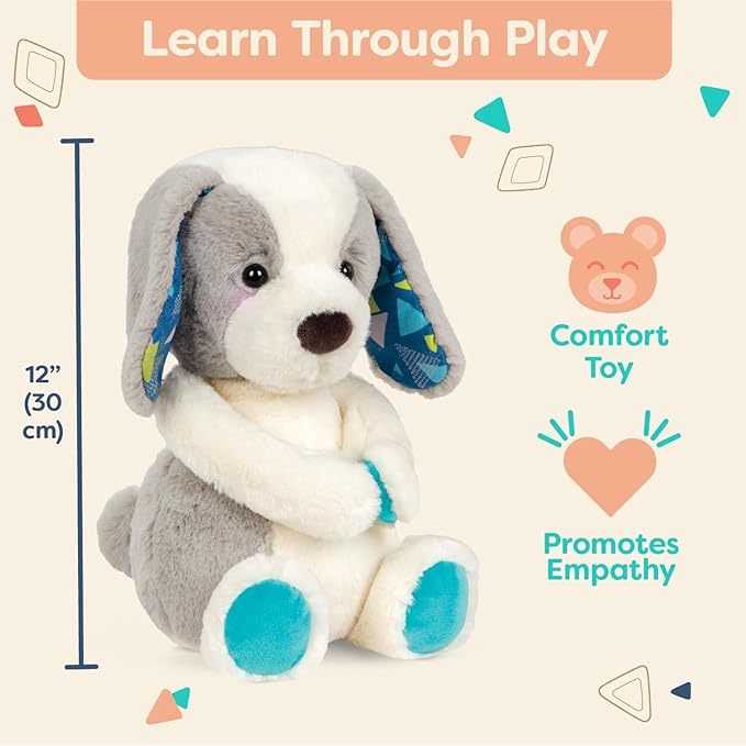 B. toys – 12-Inch Plush Dog – Huggable Dog Stuffed Animal Toy – Soft & Cuddly Plush Puppy – Washable – Newborns, Toddlers, Kids – Happy Hues – Candy Pup – 0+ Months