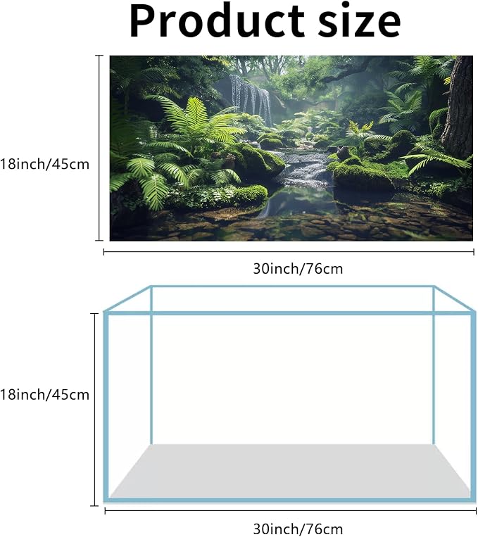 COMSUN 3 Pack Terrarium Background, 30x18 inches Polyester Reptile Backgrounds, Cloth Terrarium Background, Gobi Sunshine Cactus Stone & Green Tree Fern Stream Terrarium Backgrounds