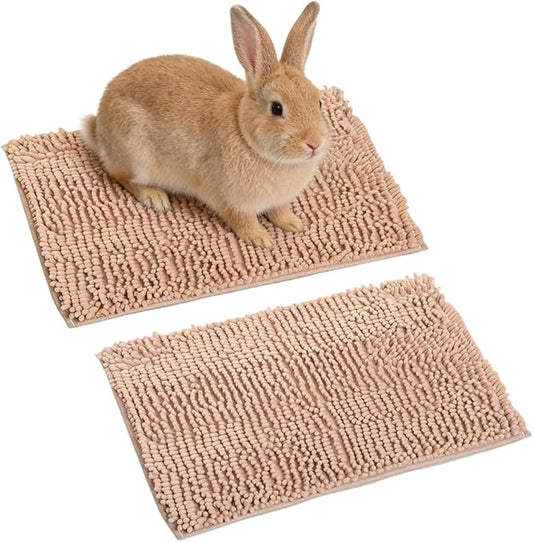 2PCS Guinea Pig Liner Washable Rabbit Cage Liner Guinea Pig Fleece Mats Reusable Bedding Pee Pads for Ferret Bunny Chinchilla Small Animals (Camel,19.69" LX12.99 W)