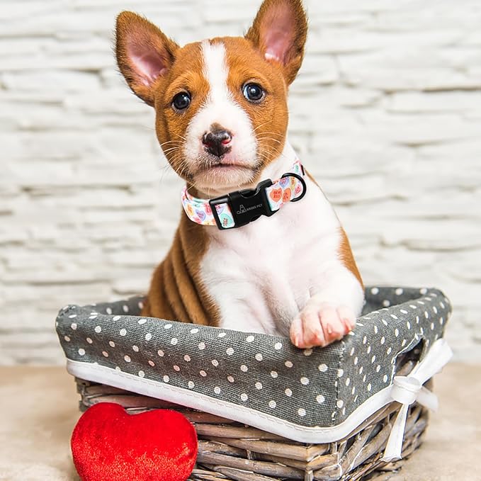 ARING PET Valentine's Day Dog Collar, Cute Candy Heart Pet Collars with Quick Release Buckle for Puppy Small Medium Large Boy Girl Dogs-XS