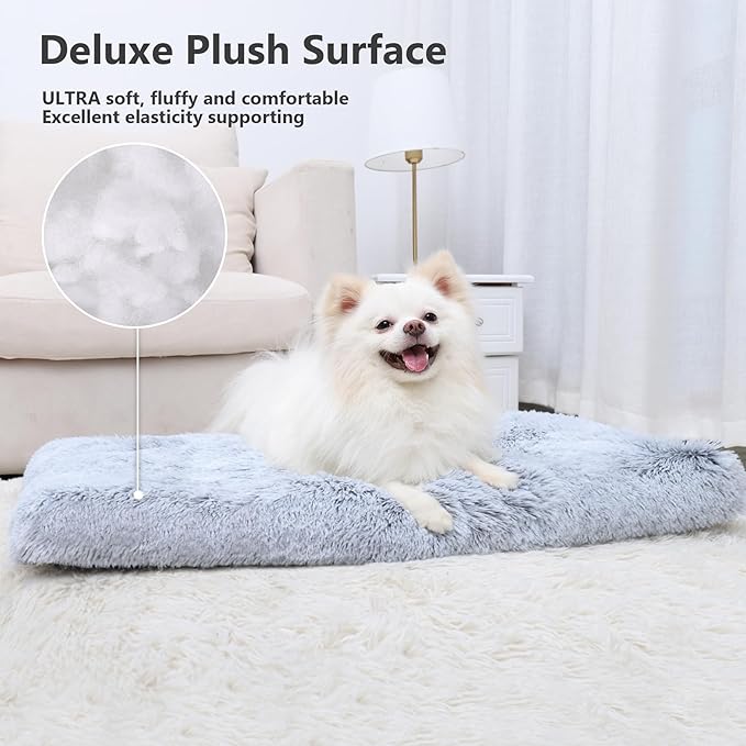 Vonabem Medium Dog Bed Washable, Soft Puppy Crate Beds for Medium Small Dogs and Cats, Plush Soft Puppy Pet Beds, Anti-Slip Dog Cage Mats for Sleeping, Kennel Pad 30 Inch Grey