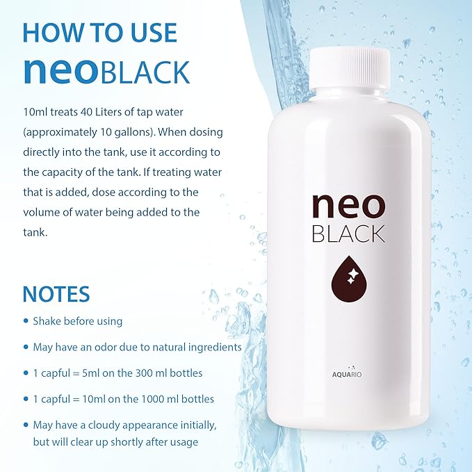 Aquario Neo Black - Blackwater Aquarium Conditioner for Freshwater Planted Aquariums - Promotes Spawning & Plant Growth for Biotope Aquariums - Liquid Humic & Fulvic Acid Fish Tank Conditioner- 1000ml