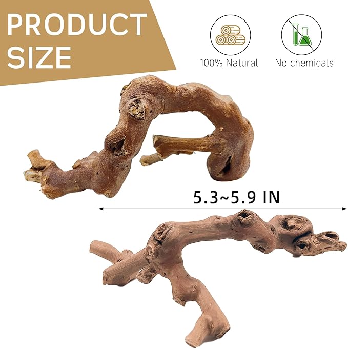 kathson 2PCS Wood Hamster Climbing Branches Decor, Natural Wooden Syrian Hamster Climb Chewing Toys, Rat Exercise Toys, Small Animal Habitat Decor Accessories for Dwarf Pets, Gerbils, Mice (5.9 in)