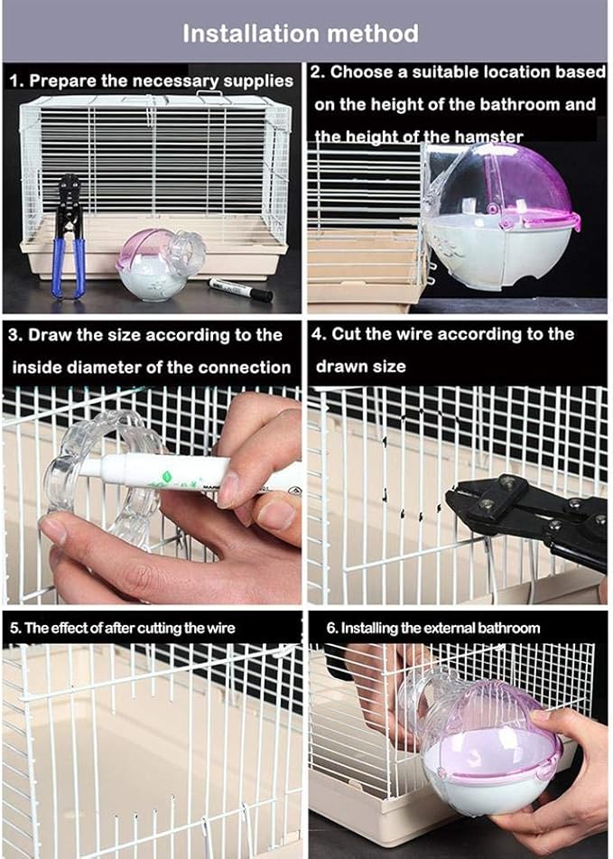 Hamster Bathroom Small Animal Sand Bath Container Removable Iron Wire Acrylic Cage Accessories Suitable for Gerbil Syrian Hamster Mouse (Blue)