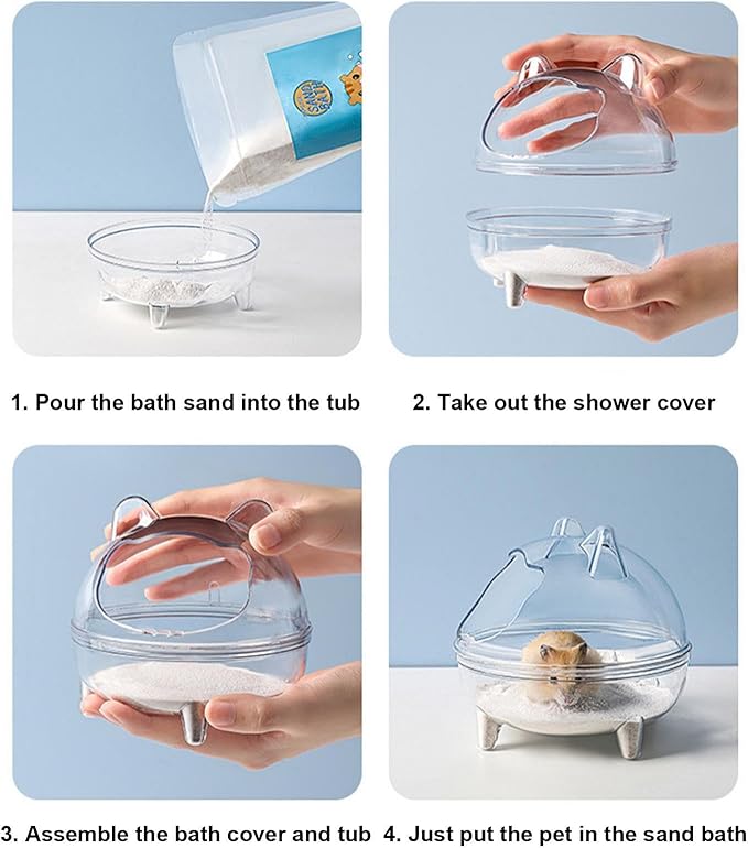 Hamster Sand Bath Container - Durable Pet Bathing Box, Perfect Sand Bath Set for Hamsters | Secure and Spacious Sand Container, Ideal for Rodents, Easy Cleaning Pet Grooming Solution