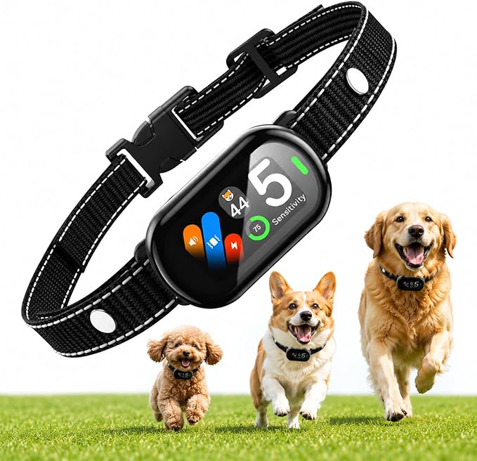 AI Dog Bark Collar for Small, Medium & Large Dogs, Smart Anti Bark Collar with Automatic Bark Detection & False Trigger Protection, Humane Dog Training Collar, Rechargeable, Waterproof