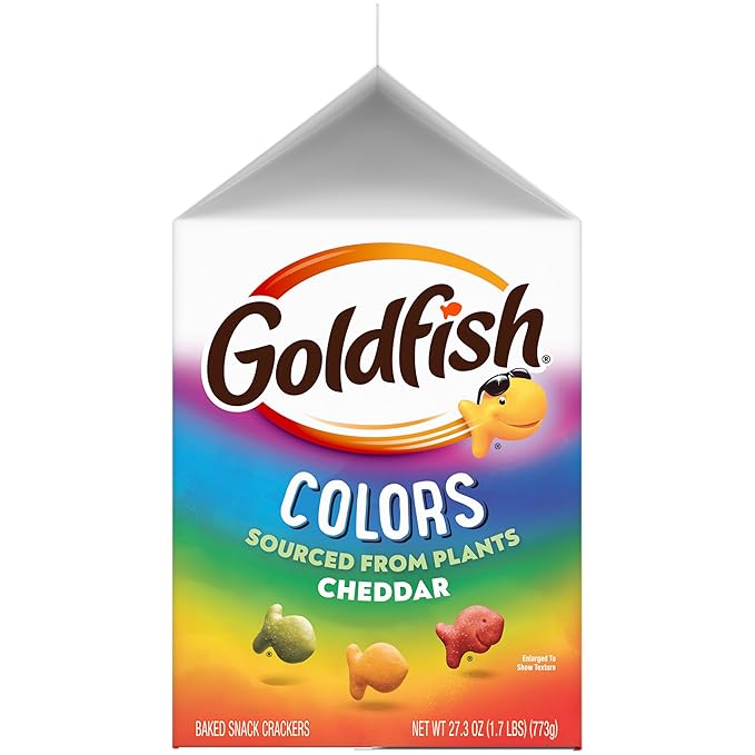 Goldfish Colors Cheddar Cheese Crackers, 27.3 Oz Carton (Pack of 2)