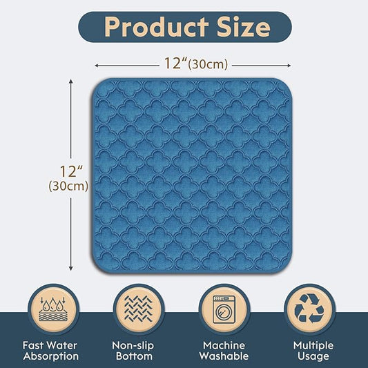 FunFurry Washable Guinea Pig Cage Liner - 4 Pack Reusable Washable Pee Pads，Waterproof Guinea Pig Bedding for Small Animal - Rabbit Bunny Hamster Puppy (Blue, 12" X 12" - 4 Pack)