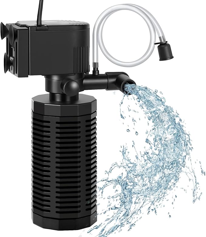 Aquarium Internal Filter for 30-100 Gallons, Ultra-Quiet Fish Tank Filters Biochemical Filtration 400GPH Powerful Pump & Filter Submersible Aquarium Filter Tank Clear Air Supply (18W)