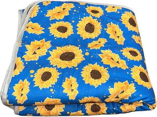 Tater Pets Guinea Pig Fleece Cage Liner - Tidy Mat - Lap Pad - Corner Pad - Absorbent - Machine Washable - for Guinea Pigs and Hedgehogs (2x3 C&C (28"x 42"), Sunflowers)