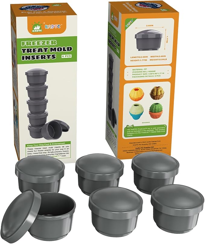 KADTC Dog Lick Toy Freezer Treat Inserts (6-Pack) – Reusable Food-Grade Freezing Cups Compatible with KADTC FrostLick Toy, BPA-Free, Non-Stick & Easy to Clean