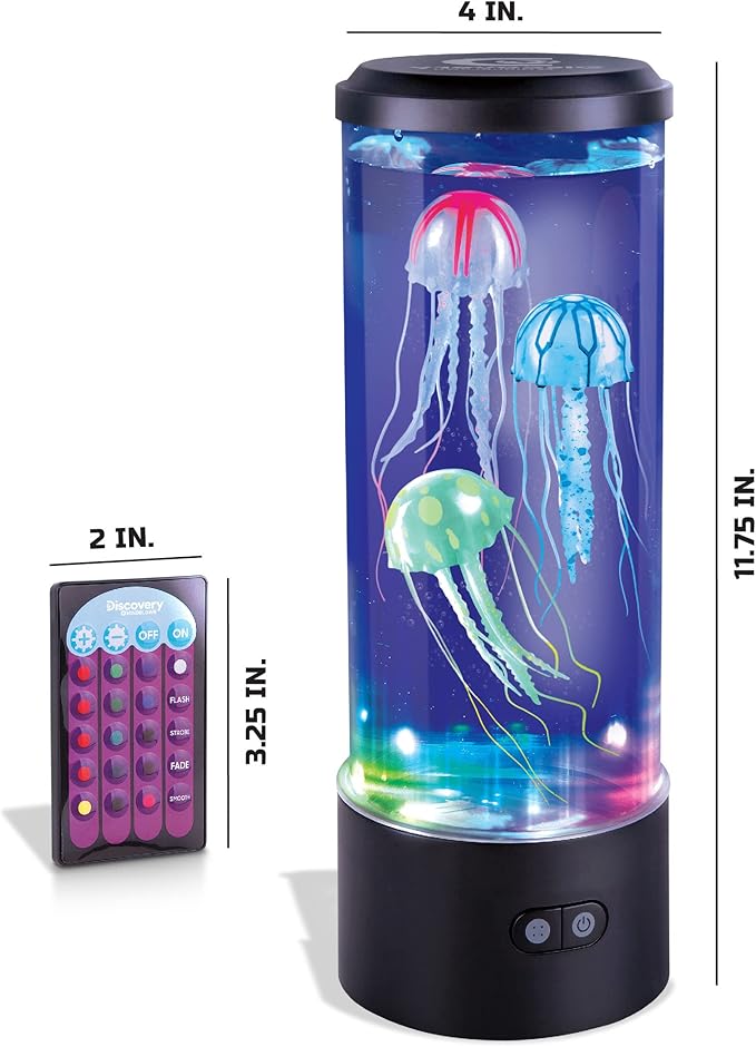 Discovery™ Jellyfish Aquarium Lamp – Color‑Morphing LED Bedroom Night Light with Remote| 15 Light Options| Lifelike Floating Jellyfish| Educational Learning Gift| Ages 8+