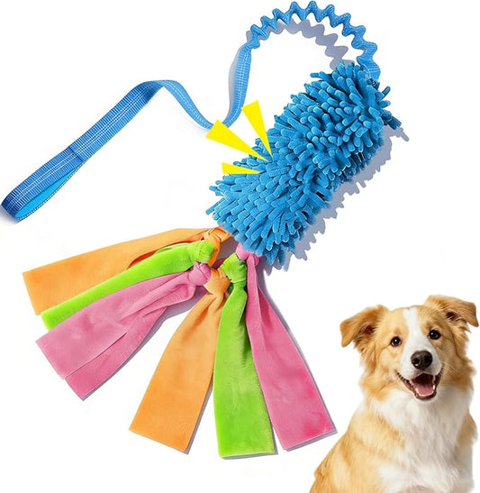 Squeaky Dog Tug Toy, Interactive Tug of War Rope Toys for Small Medium Large Dog, Soft Chenille Chewing Dog Rope Toys for Puppy Training and Play Games