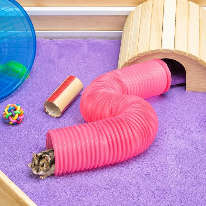 ZENFUN 3 Packs Hamster Fun Tunnels, Pet Mouse Plastic Tube, Collapsible Plastic Tunnel, Tube Pet Hideaway, Training Hideout Tunnels for Guinea Pigs, Chinchillas, Rats, Ferrets, Dwarf Rabbits