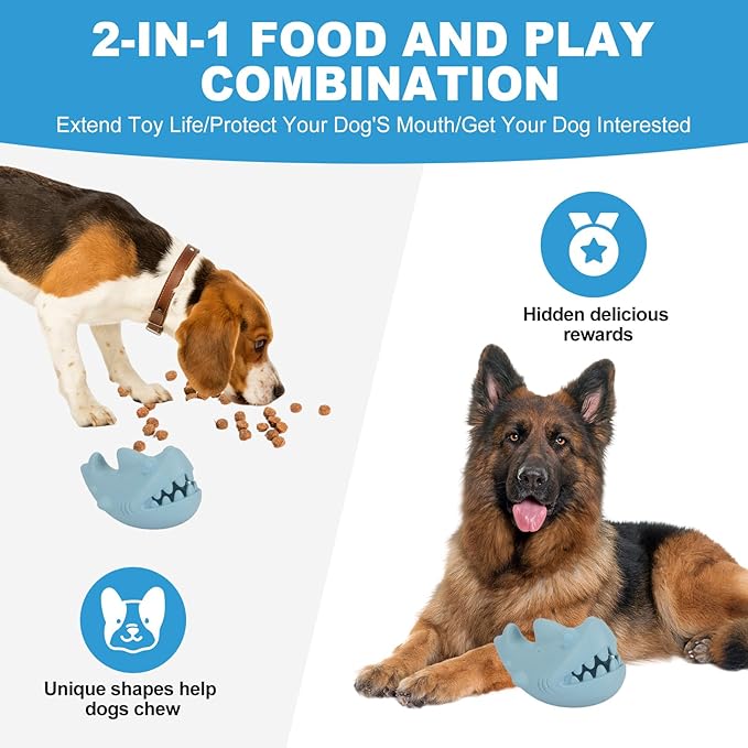 Durable Natural Rubber Dog Chew Toys for Aggressive Chewers, Treat Dispensing Dog Toys, Interactive Enrichment Toy to Keep Dogs Busy, Mental Stimulation, Clean Teeth