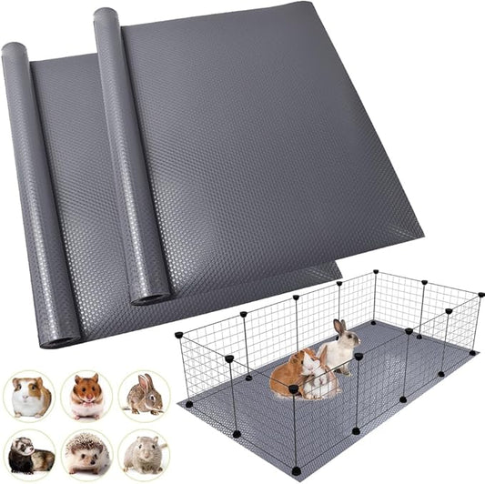 Washable Guinea Pig Bedding Cage Liner Waterproof Rabbit Bedding, Easily Cut to Suit Cage and Reusable Pads for Guinea Pigs, Rabbits, Hamsters, Gerbils, and Chinchillas,18"×79", 2pcs, Grey Mat
