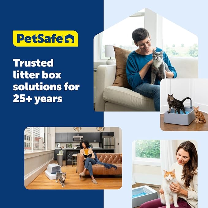 PetSafe ScoopFree SmartSpin Self-Cleaning Litter Box Bundle Advanced Odor Control App Controlled Up to 2 Weeks of Hands-Free Cleaning Includes Litter Mat, 50 Waste Bin Liners, 4 Deodorizers