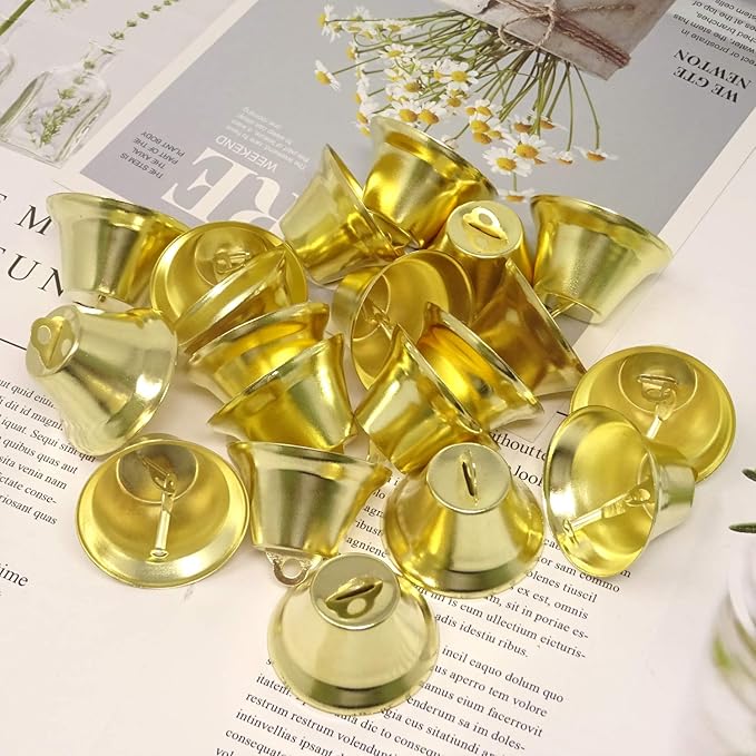 Honbay 20PCS 38mm/1.5inch Gold Jingle Bells Bridal Bells Decoration Bells Christmas Bells for Dog Potty Training, Housebreaking, Making Wind Chimes,Christmas Wreath and etc