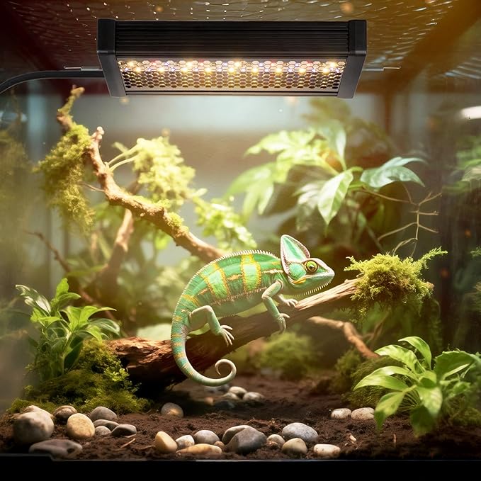 HNRLOY Reptile UVB LED Light Full Spectrum,10Inch UVA/UVB LED Reptile Light for Bearded Dragons,Chameleons,Turtles,Lizards,Geckos,Snakes, Adjustable Timer, Dimmable Reptile Lamp with 3 Lighting Modes