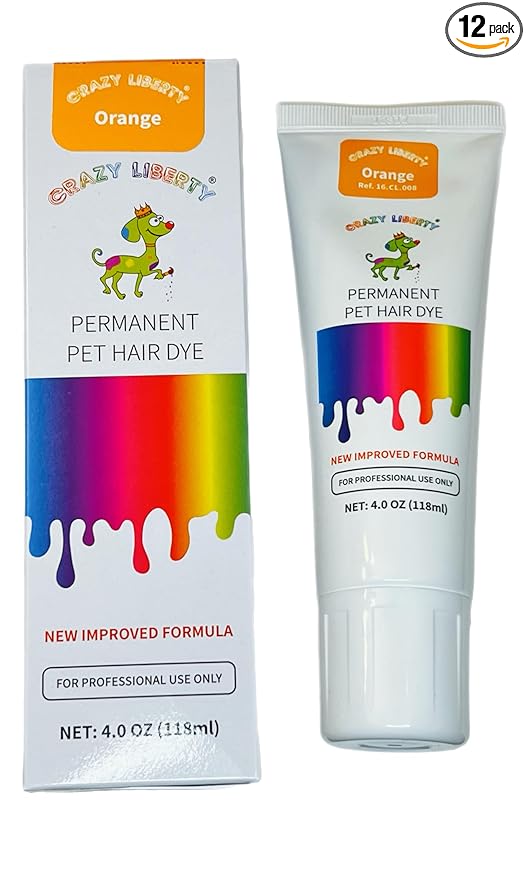 Crazy Liberty Permanent Pet Hair Dye for Dogs and Horses (Orange) – Professional Grooming Color Gel, for Creative Groomers, 4 Fl Oz