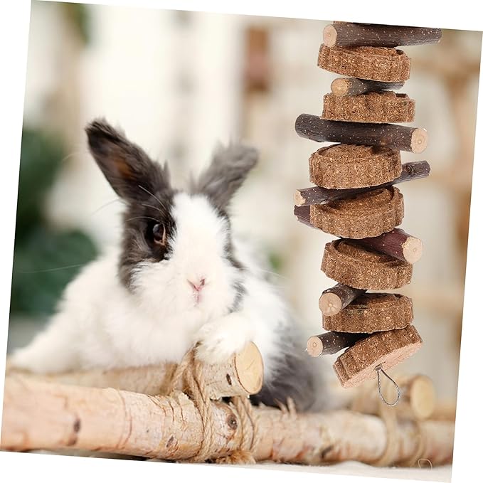 Totority Natural Carrot Branch Molar Chewing for Rabbits and Small Pets Healthy Teeth Cleaning Bunny and Guinea Pig Dental Care Treat Safe Non-Toxic Small Animal